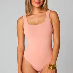 Turquoise Door Tomball BASIC B SCOOP NECK BODYSUIT - BLUSH Tops