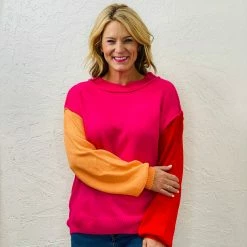Turquoise Door Tomball Tops COLOR BLOCK SWEATER