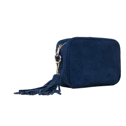 Turquoise Door Tomball AHDORNED-VEGAN NAVY SUEDE TASSEL BAG