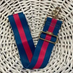 Turquoise Door Tomball ADJUSTABLE BLUE/RASPBERRY STRIPE BAG STRAP