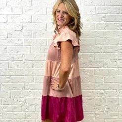 Turquoise Door Tomball ALLISON SUEDE DRESS-PINK/NUDE