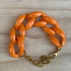 Turquoise Door Tomball ORANGE ACRYLIC CHAIN LINK BRACELET