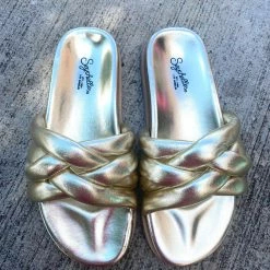 Turquoise Door Tomball Accessories LOW KEY SLIDES-GOLD