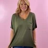 Turquoise Door Tomball ADRIENNE TOP-OLIVE Tops