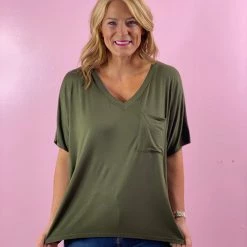 Turquoise Door Tomball ADRIENNE TOP-OLIVE Tops