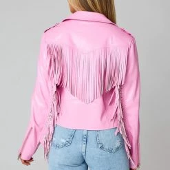 Turquoise Door Tomball FRANCESCA PINK FRINGE VEGAN LEATHER JACKET What's New