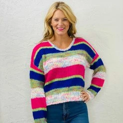 Turquoise Door Tomball EVA STRIPED SWEATER
