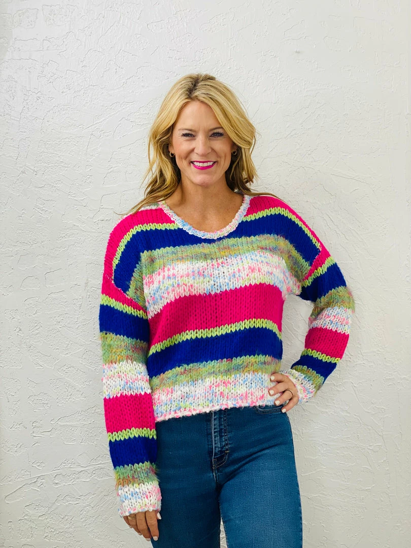 Promo 🤩 Turquoise Door Tomball EVA STRIPED SWEATER 😍 3 Turquoise Door Tomball EVA STRIPED SWEATER