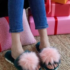 Turquoise Door Tomball Accessories AMOR HOLIDAY SLIPPER-GREEN