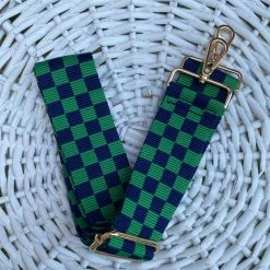 Turquoise Door Tomball Accessories AHDORNED-TILE PATTERN BAG STRAP-NAVY/GREEN