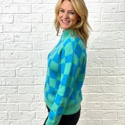 Turquoise Door Tomball Tops ANDY CHECK SWEATER