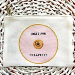 Turquoise Door Tomball FLAT ZIP POUCH-PRESS FOR CHAMPAGNE