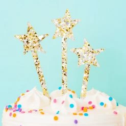Turquoise Door Tomball PEARL/GOLD STAR CAKE TOPPER-SET OF 3