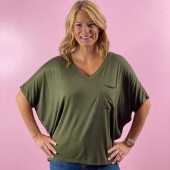 Turquoise Door Tomball ADRIENNE TOP-OLIVE Tops