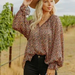 Turquoise Door Tomball What's New MANDY LONG SLEEVE BLOUSE - COLOR BURST