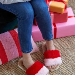 Turquoise Door Tomball MORA RED/PINK PLUSH SLIPPERS Accessories