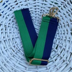 Turquoise Door Tomball AHDORNED-TWO COLOR STRIPE BAG STRAPS-NAVY/GREEN
