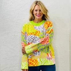 Turquoise Door Tomball MIXED CHECKER SWEATER