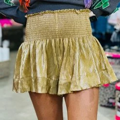 Turquoise Door Tomball Bottoms GOLD WAVY SWING SHORTS