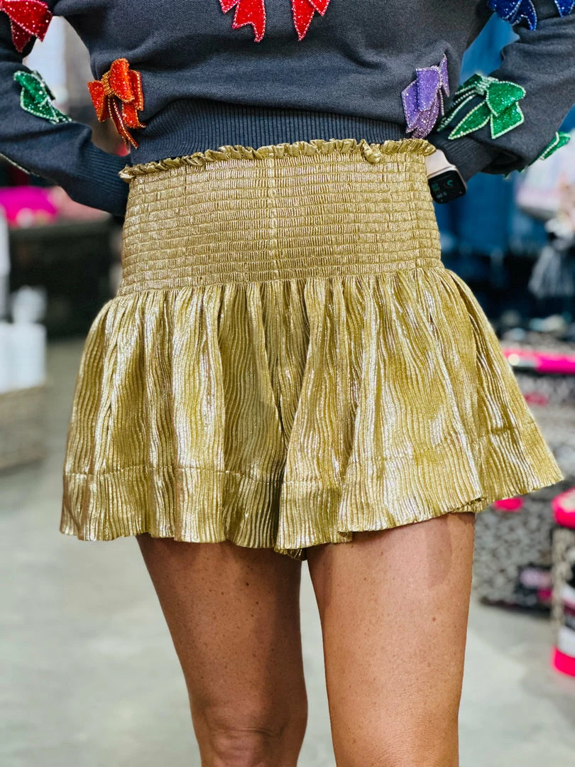 Flash Sale โจ Turquoise Door Tomball Bottoms GOLD WAVY SWING SHORTS ๐ 3 Turquoise Door Tomball Bottoms GOLD WAVY SWING SHORTS