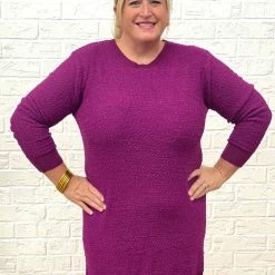 Turquoise Door Tomball What's New LIZZY SWEATER DRESS-PLUM