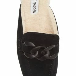 Turquoise Door Tomball CALLY FAUX SHEARLING LINED MULE-BLACK