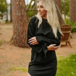 Turquoise Door Tomball WILLA BLACK SWEATSHIRT DRESS Dresses