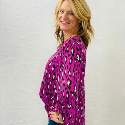 Turquoise Door Tomball SONYA ANIMAL PRINT TOP