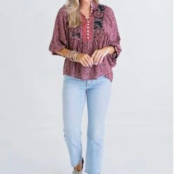 Turquoise Door Tomball FLORAL PAISLEY PUFF SLEEVE TOP What's New