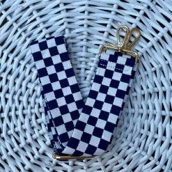 Turquoise Door Tomball Accessories AHDORNED-TILE PATTERN BAG STRAP-NAVY/WHITE