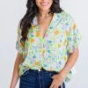 Turquoise Door Tomball What's New LIME FLORAL V-NECK TOP
