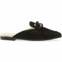 Turquoise Door Tomball CALLY FAUX SHEARLING LINED MULE-BLACK