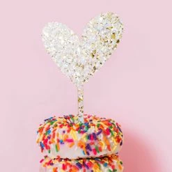 Turquoise Door Tomball PEARL/GOLD HEART CAKE TOPPER