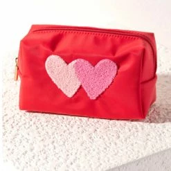 Turquoise Door Tomball Accessories CARA HEARTS COMSMETIC POUCH-RED