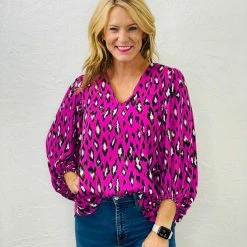 Turquoise Door Tomball SONYA ANIMAL PRINT TOP