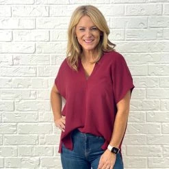 Turquoise Door Tomball ANNABELLE TOP-BURGUNDY What's New