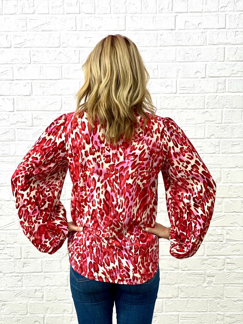 Flash Sale ๐ Turquoise Door Tomball KIMBERLY LEOPARD TOP-RED ๐ 5 Turquoise Door Tomball KIMBERLY LEOPARD TOP-RED