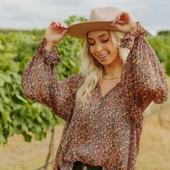 Turquoise Door Tomball What's New MANDY LONG SLEEVE BLOUSE - COLOR BURST