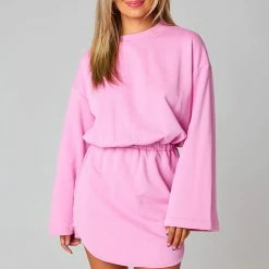 Turquoise Door Tomball Dresses WILLA PINK SWEATSHIRT DRESS