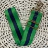 Turquoise Door Tomball Accessories ADJUSTABLE GREEN/NAVY STRIPE BAG STRAP
