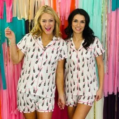 Turquoise Door Tomball CHAMPAGNE SHORT PJ SET