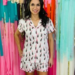 Turquoise Door Tomball CHAMPAGNE SHORT PJ SET