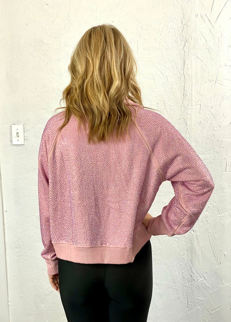Flash Sale ⭐ Turquoise Door Tomball LIGHT PINK RHINESTONE 1/2 ZIP SWEATSHIRT Tops ⌛ 5 Turquoise Door Tomball LIGHT PINK RHINESTONE 1/2 ZIP SWEATSHIRT Tops
