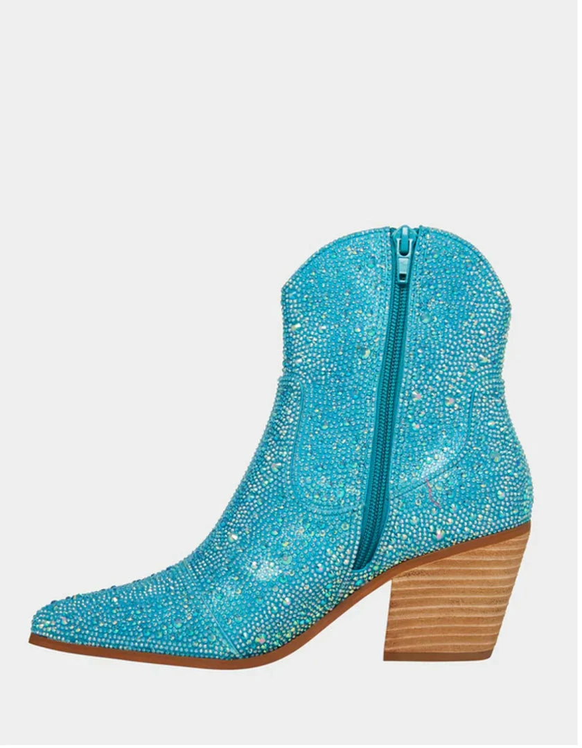 Cheap ✨ Turquoise Door Tomball DIVA RHINESTONE BOOTIE-TURQUOISE Best Sellers ⌛ 3 Turquoise Door Tomball DIVA RHINESTONE BOOTIE-TURQUOISE Best Sellers