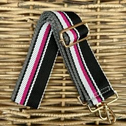 Turquoise Door Tomball Accessories AHDORNED-ADJUSTABLE MULTI STRIPE BAG STRAP (BLACK)