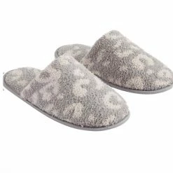 Turquoise Door Tomball LEOPARD CHENILLE SLIPPER-GREY