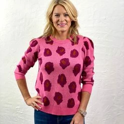 Turquoise Door Tomball What's New BIXBY SWEATER-PINK BLOOM