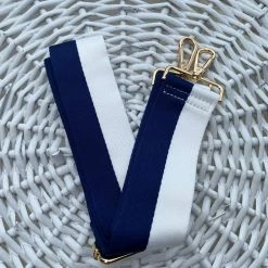 Turquoise Door Tomball AHDORNED-TWO COLOR STRIPE BAG STRAPS-NAVY/WHITE Accessories