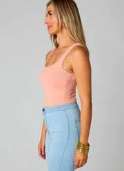 Turquoise Door Tomball BASIC B SCOOP NECK BODYSUIT - BLUSH Tops