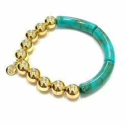 Turquoise Door Tomball PALM BEACH GOLD BALL TURQUIOSE BRACELET